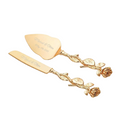 2-Piece Set Elegant Gold Rose Wedding Cake Knife and Server Set