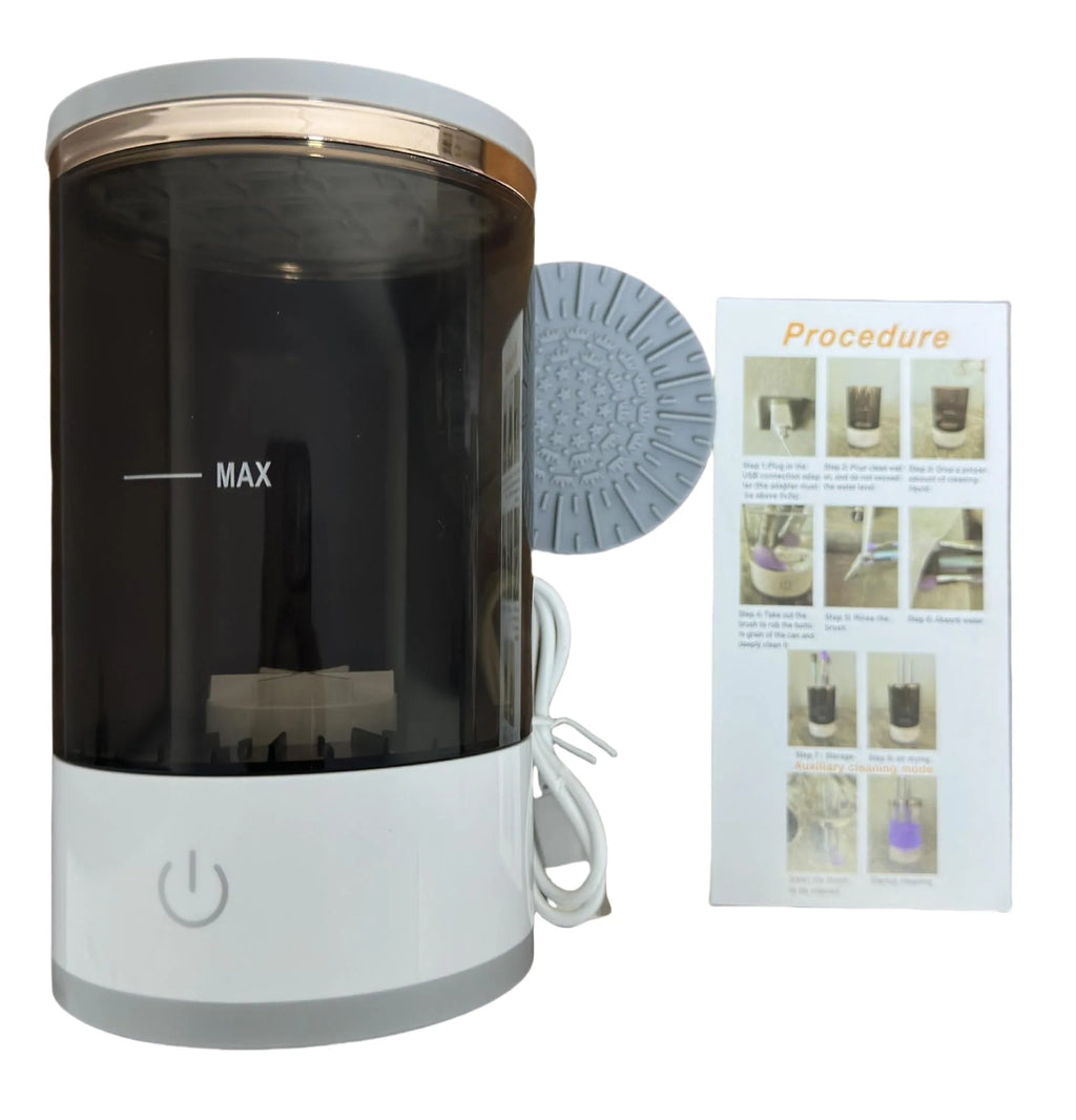 Electric Makeup Brush Cleaner & Dryer Machine – Automatic Sonic Vibration Cleaning Device with USB Charging & Multi-Brush Holder