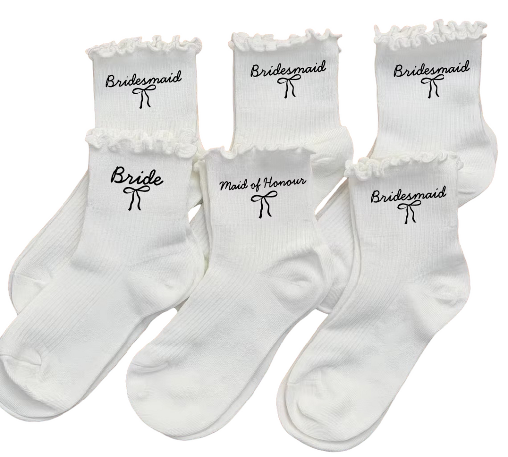 Bridal Party Ruffle Socks Set - Bride, Maid of Honour & Bridesmaids