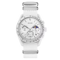 SKMEI Women's Sports Chronograph Watch with Pink NATO Nylon Strap & Moon Phase Dial