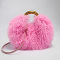 Luxury Faux Shearling Fluffy Cloud Handbag – Chic Curly Plush Crossbody Bag with Hammered Gold Top Handle