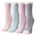 Ultra-Plush Fleece Microfiber Bed Socks – 4-Pack Cozy Warm Winter Slipper Socks with Sherpa Trim